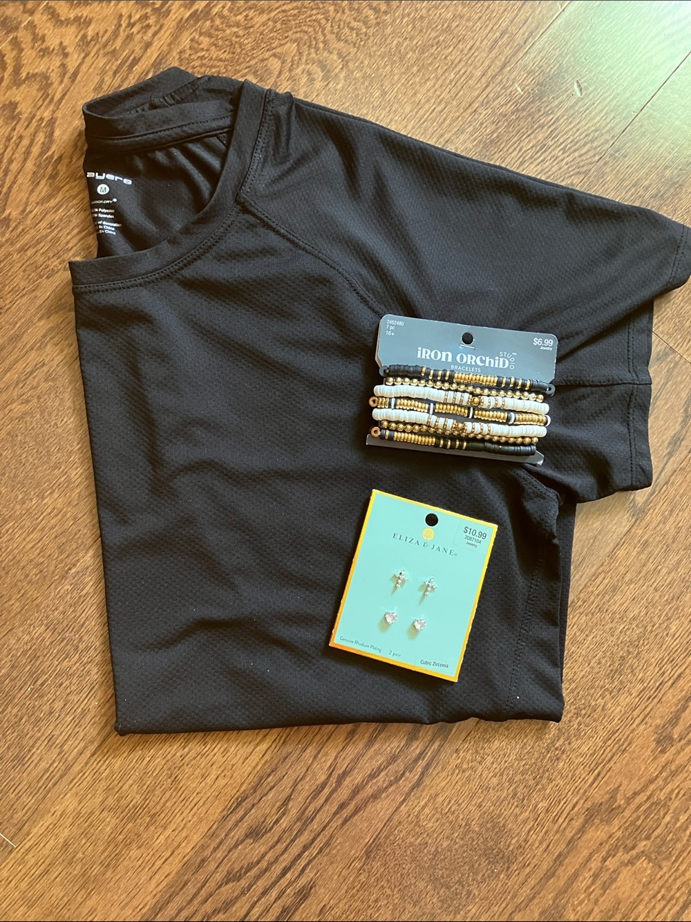 Ladies' Black Performance Short-Sleeve Tee NWOT- & FREE earrings / bracelet:):)